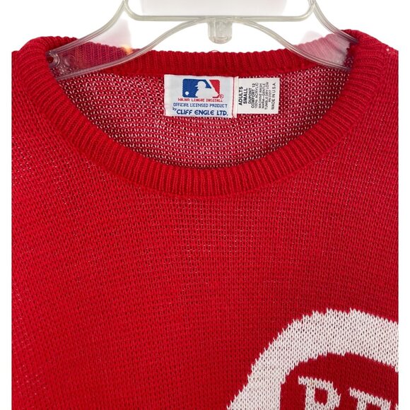 Vintage MLB Cincinnati Reds Cliff Engle Frookie Cookie Red Sweater Adult Small - Picture 3 of 8
